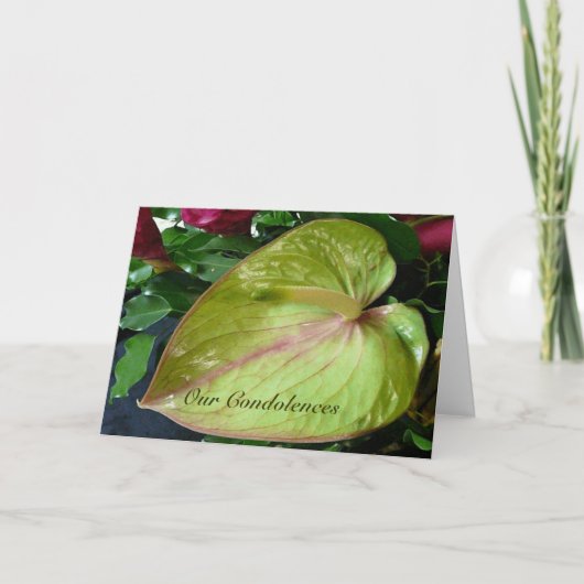 Groene Anthurium Hart Tropische Bloem Sympathie Kaart (Voorkant)