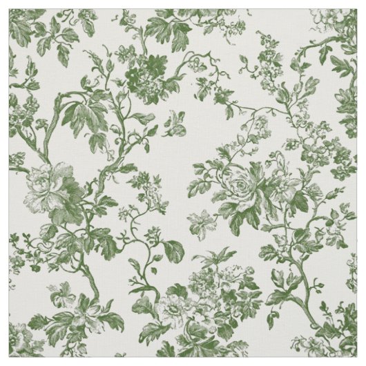 Groene antieke bloem toile stof (Swatch)
