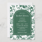 Groene Antieke Chinoiserie Bruidsdouche Kaart (Voorkant)