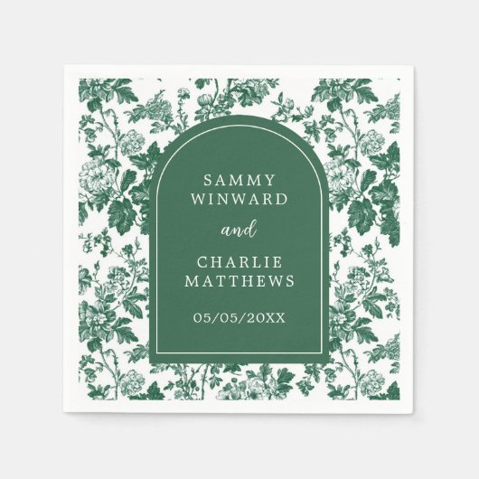 Groene Antieke Chinoiserie Bruiloft Servet (Voorkant)