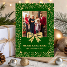 Groene & Antieke-Gouden Boog Familie Kerst Foto