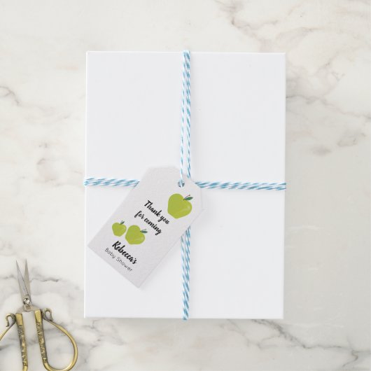 Groene appel baby shower cadeaulabel (Met Touw)
