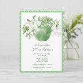 Groene appel babyshower uitnodigingen (Staand voorkant)
