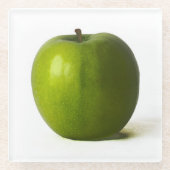 Groene appel coastercan glazen onderzetter (Voorkant)