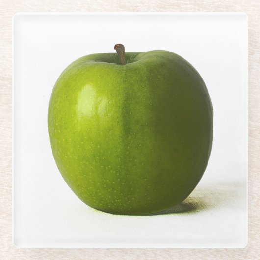 Groene appel coastercan glazen onderzetter (Voorkant)