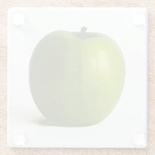 Groene appel coastercan glazen onderzetter (Achterkant)