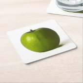 Groene appel coastercan kartonnen onderzetters (Schuin)