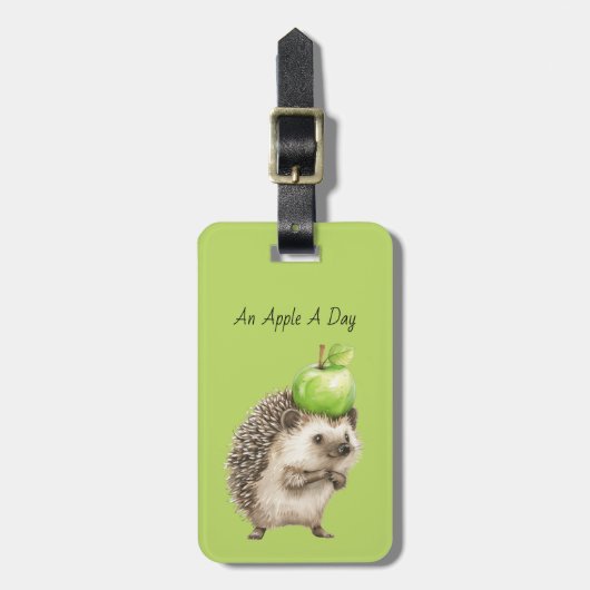 Groene Appel Egel Bagagelabel (Voorkant verticaal)