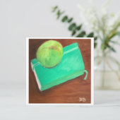 Groene appel en journaal kaart (Staand voorkant)