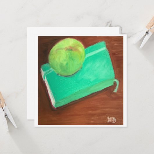 Groene appel en journaal kaart (Voorkant / Achterkant in situ)