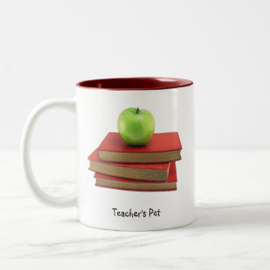 Groene appel en rode boeken Teacher's Pet Drinkwar Tweekleurige Koffiemok