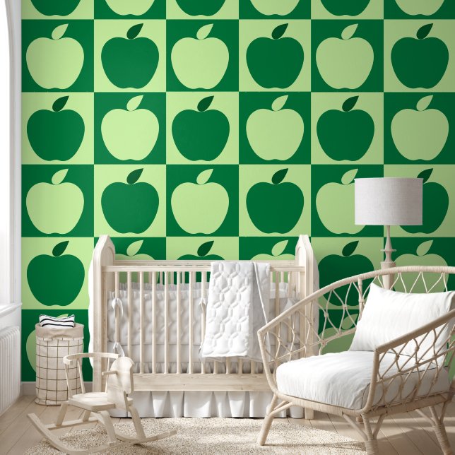 Groene appel fruitpatroon Kinder kinderkamer Behang (Kinderen)