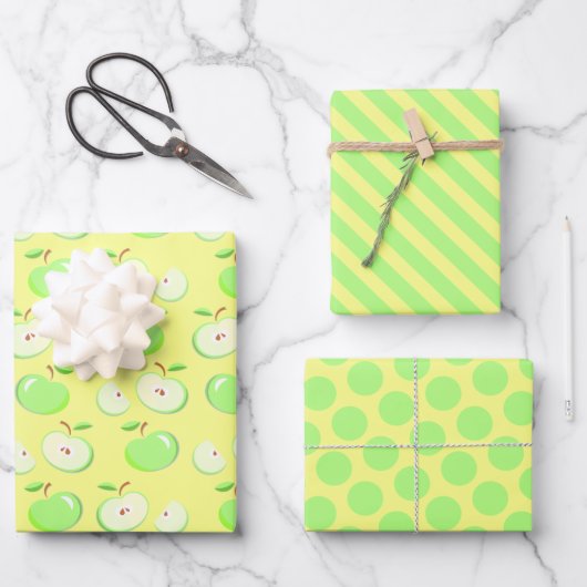Groene appel inpakpapier set vel (Voorkant)