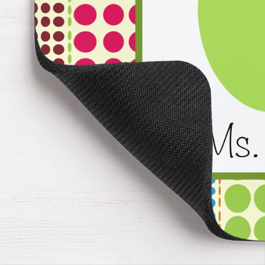 Groene appel / meerkleurige poka dots leraar muismat (Hoek)