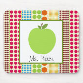 Groene appel / meerkleurige poka dots leraar muismat (Voorkant)