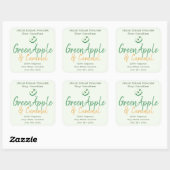 Groene appel met de hand geletterde mint soja kaar vierkante sticker (Vel)
