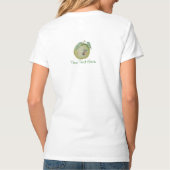 Groene appel met grappige magneet in pet illustrat t-shirt (Achterkant)