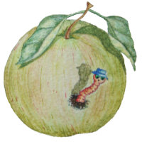 Groene appel met grappige magneet in pet illustrat