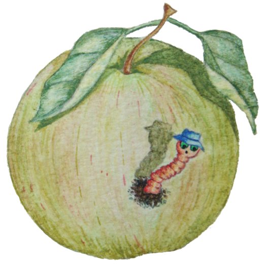 Groene appel met grappige magneet in pet illustrat t-shirt