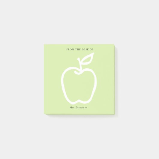 Groene appel met leraar van het bureau van 3 x 3 post-it® notes (Voorkant)