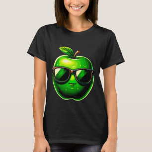 Groene appel met zonnebril t-shirt
