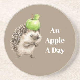 Groene appel per dag egel zandsteen onderzetter