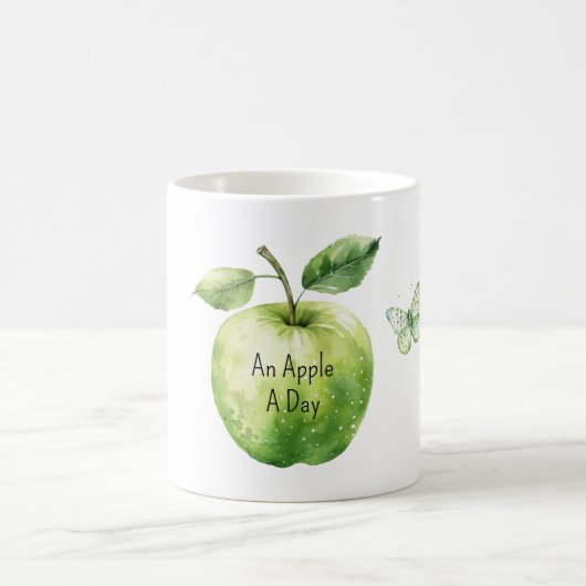 Groene Appel Per Dag Vlinder Koffiemok (Center)