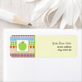 Groene appel veelkleurige polka stippen leraar etiket (Insitu)