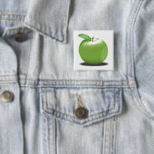 Groene appel vierkante button 5,1 cm (In situ)
