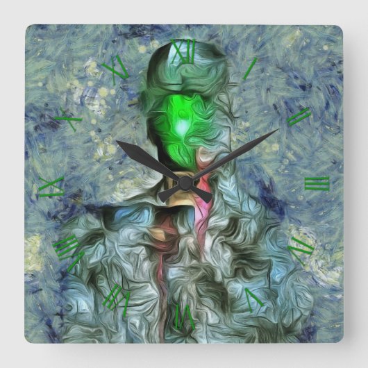 Groene appel vierkante klok (Voorkant)