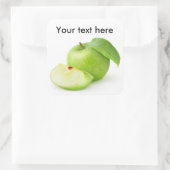 Groene appel vierkante sticker (Tas)