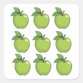 Groene appel vierkante sticker