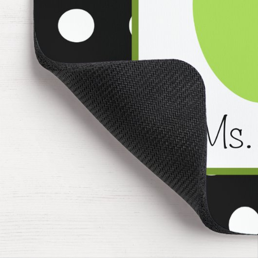 Groene appel / zwart met witte poolpunten muismat (Hoek)