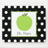 Groene appel / zwart met witte poolpunten muismat (Voorkant)