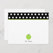 Groene appel / zwart met witte poolpunten notitiekaartje (Voorkant / Achterkant)