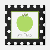 Groene appel / zwart met witte stippen magneet (Voorkant)