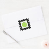 Groene appel / zwart met witte stippen vierkante sticker (Envelop)
