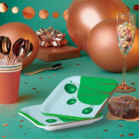 Groene appelboom papieren bordje