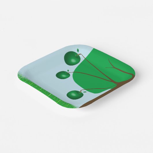 Groene appelboom papieren bordje (Gebogen)