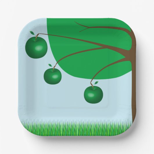 Groene appelboom papieren bordje (Voorkant)