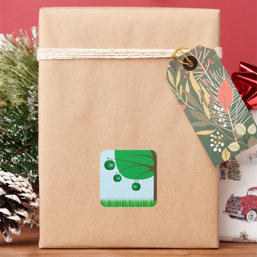 Groene appelboom vierkante sticker