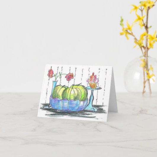 Groene Appelen Cupcake en de Kaart van de Nota van (Gele Bloem)