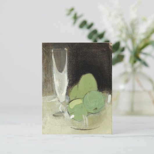 Groene appelen en champagne Glass, H.Schjerfbeck Briefkaart (Staand voorkant)