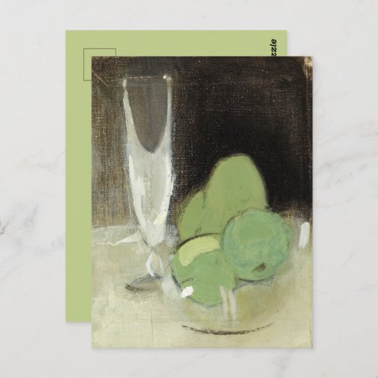 Groene appelen en champagne Glass, H.Schjerfbeck Briefkaart (Voorkant / Achterkant)