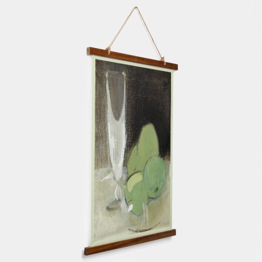 Groene appelen en champagne Glass, H.Schjerfbeck Hangend Wandkleed (Gebogen)
