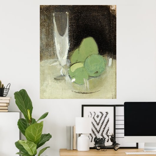 Groene appelen en champagne Glass, H.Schjerfbeck Poster (Thuiskantoor)