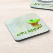 Groene appelkern bier onderzetter (Linkerzijde)