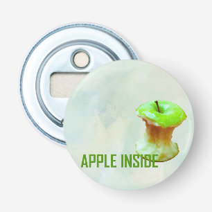 Groene appelkern button flesopener