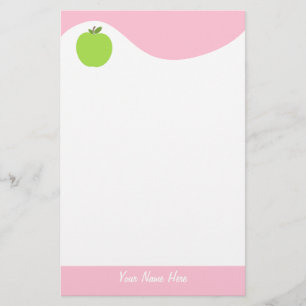 Groene appelmolen met roze briefpapier