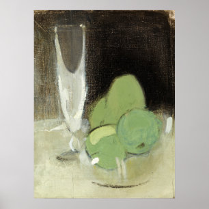 Groene appels en champagneglas, H.Schjerfbeck Poster